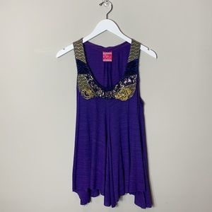 Free People Embellished Tank Purple